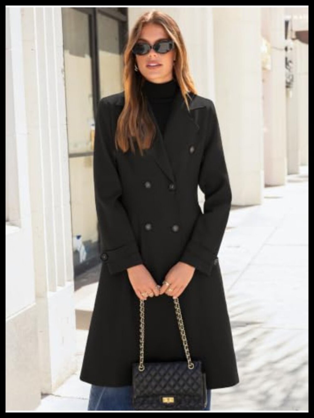 Oversized Long Trench Coat Double Breasted Winter Jacket - Picture 6 of 6